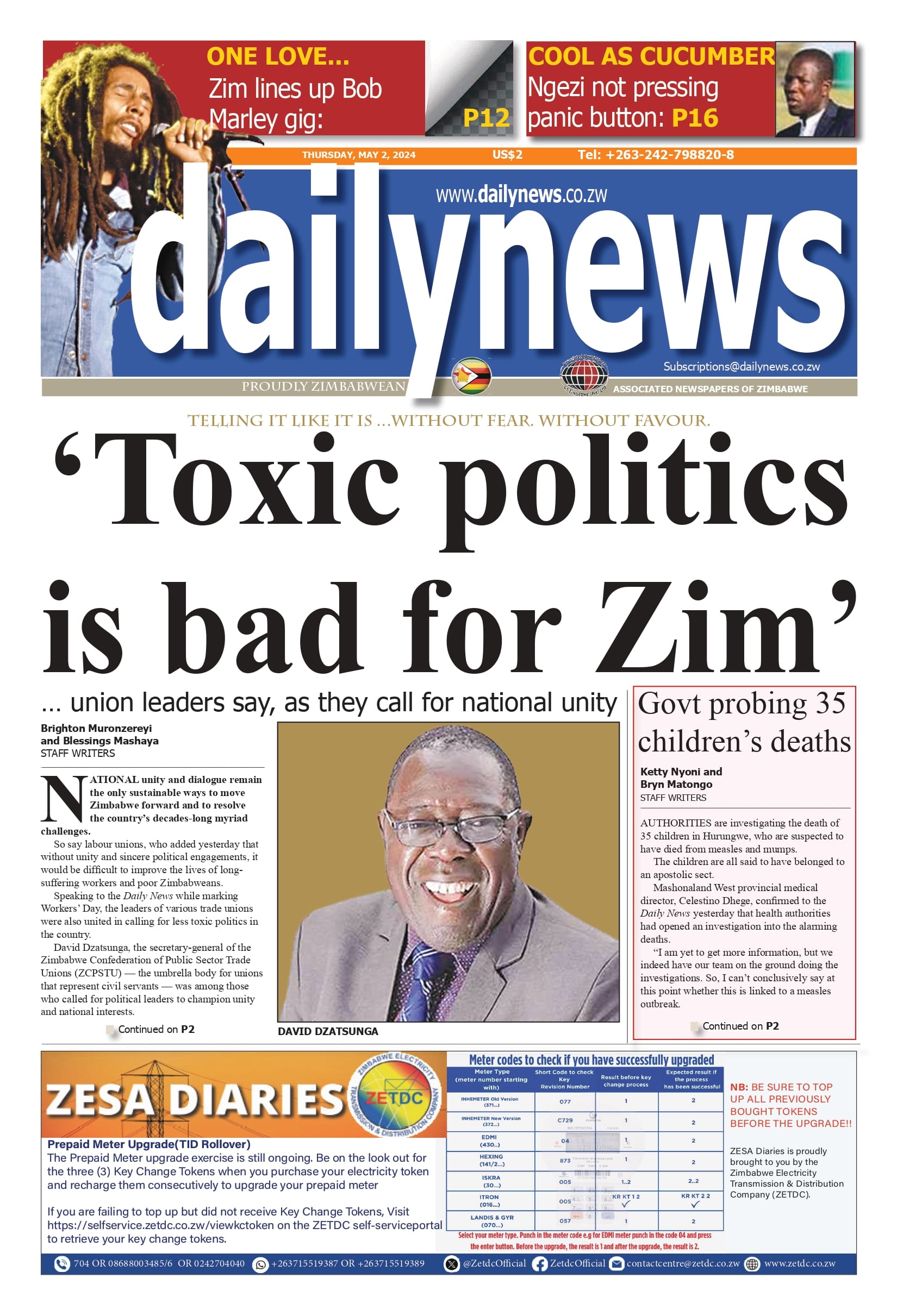 Thursday 2 May, 2024